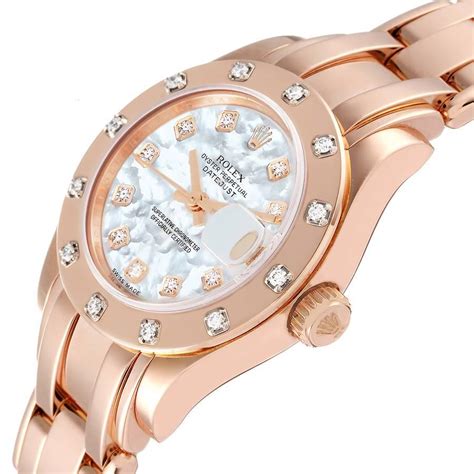 rolex pearlmaster rose gold mop diamond ladies watch 80315|Rolex Lady.